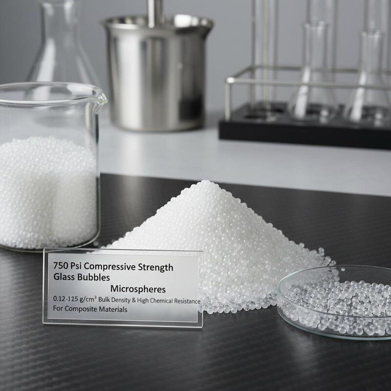 Microbilles de verre à résistance à la compression de 750 Psi avec une densité apparente de 0,12-0,15 et une résistance chimique élevée pour matériaux composites