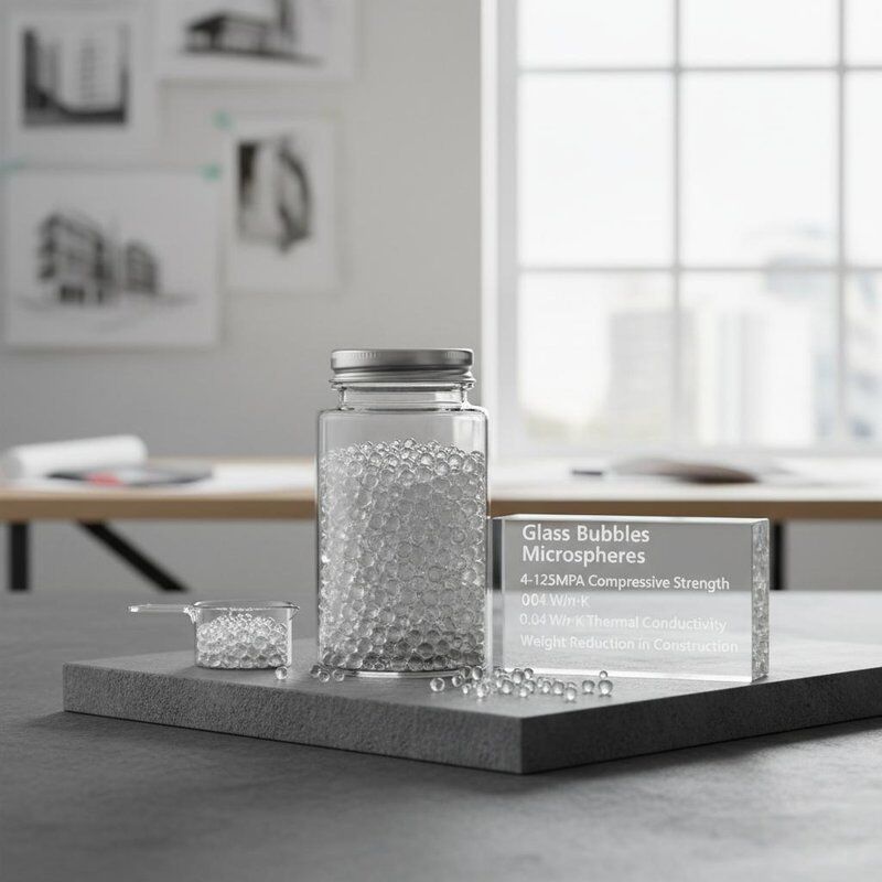 Microsphères de bulles de verre avec une résistance à la compression de 4 à 125 MPa et une conductivité thermique de 0,04 W/m·K pour réduire le poids dans la construction