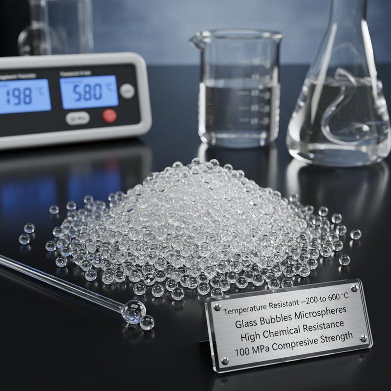 Résistant aux températures de -200 à 600 °C Microsphères de bulles de verre avec une haute résistance chimique et une résistance à la compression de 100 MPa
