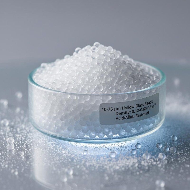 Perles de verre creuses de 10 à 75 μm de diamètre avec une densité de 0,12 à 0,60 G/cm3 et une bonne résistance aux acides et aux alcalis