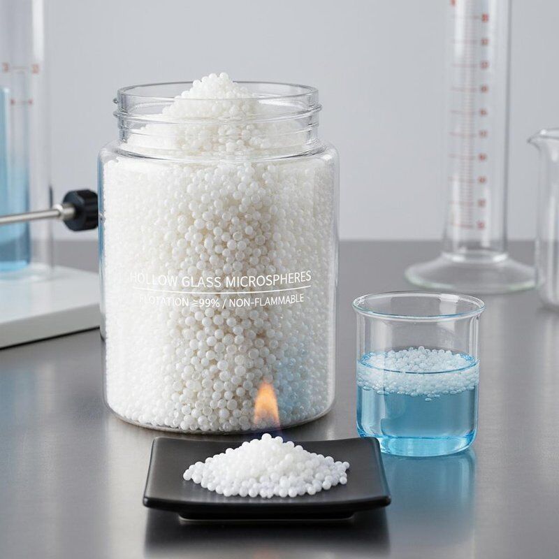 Microsphères de verre creux non inflammables à flotation ≥ 99% et à faible viscosité pour les applications industrielles