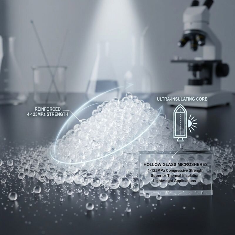 1 to 2 Microns Wall Thickness Hollow Glass Bubbles with True Density 0.44 to 0.48 and High Chemical Resistance for Industrial Use