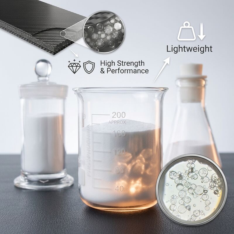 Microbilles de verre à faible absorption d'humidité avec une constante diélectrique de 1,2-2,2 et une conductivité thermique de 0,2 W/m·K