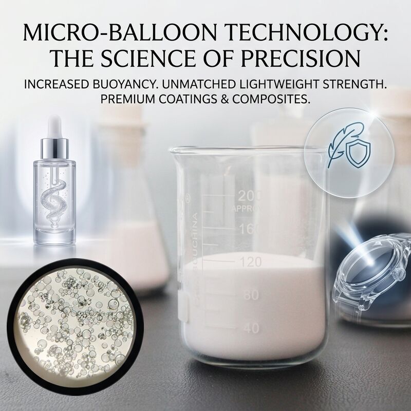 Microbilles de verre creuses avec une résistance à la compression de 2000 psi, une faible absorption d'humidité et une densité apparente de 0,15 à 0,35 g/cm³ pour les applications industrielles