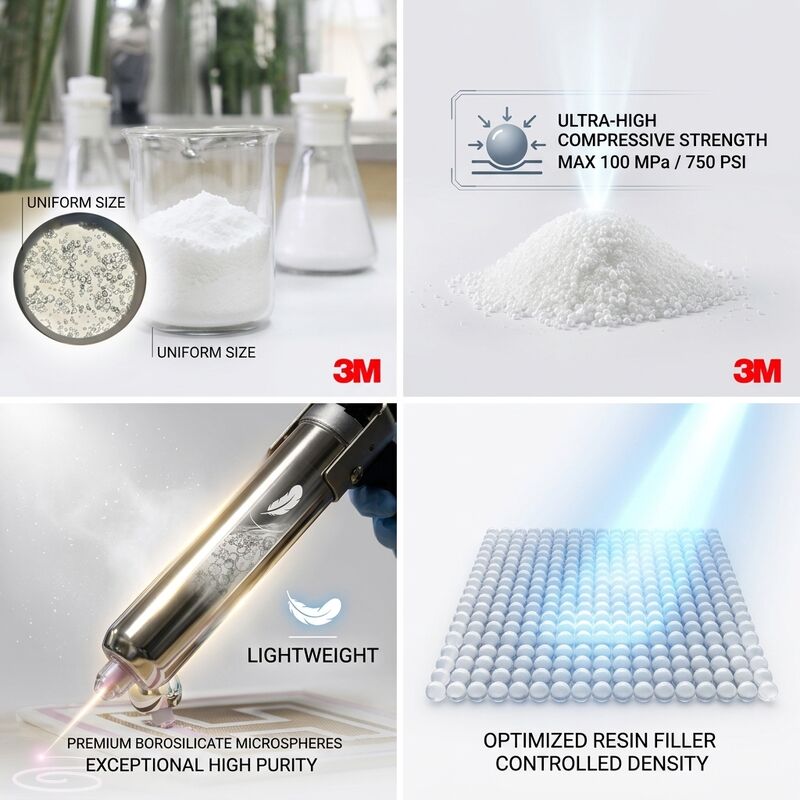 HN40 Boules de verre creuses 80 MPa Résistance à la compression Remplisseur léger pour le moulage par injection de composites thermoplastiques